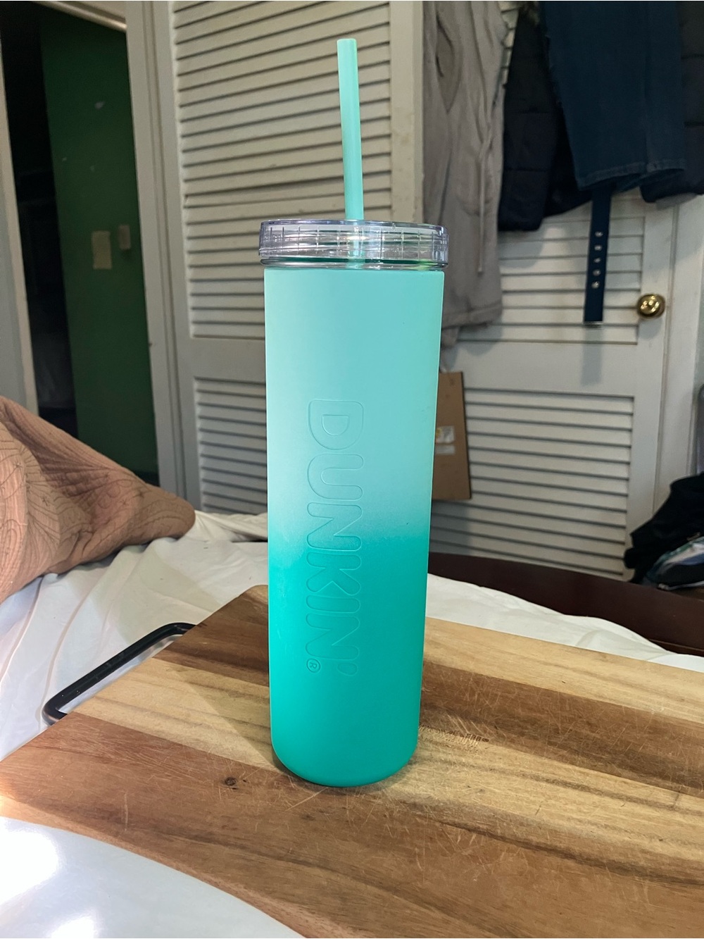 Dunkin Teal-To-Green Ombré Soft Touch Silicone Sipper Tumbler